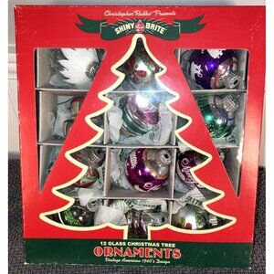 Christopher Radko Shiny Brite 12 Glass Christmas Tree Ornaments 2014